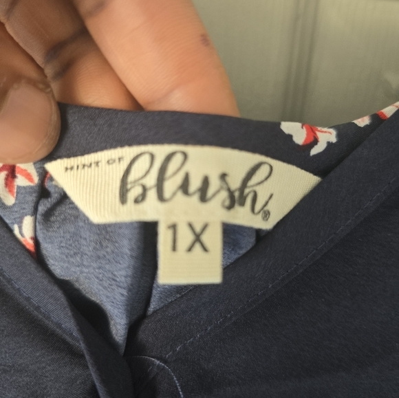 Blush Floral Maxi Wrap Dress 1X Pink Blue Women Ruffles Cottage Romantic Boho - Picture 7 of 16